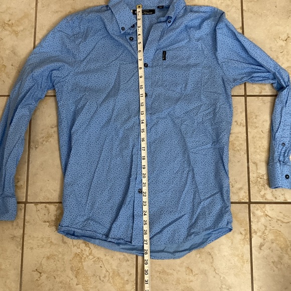 Ben Sherman Printed Blue Button Down Dress Shirt - Picture 8 of 8